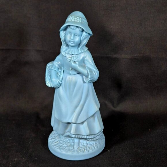 Vintage 70s Avon Decanter Bottle Lady Little Girl Blue Mostly Full -Display Only - Picture 1 of 8